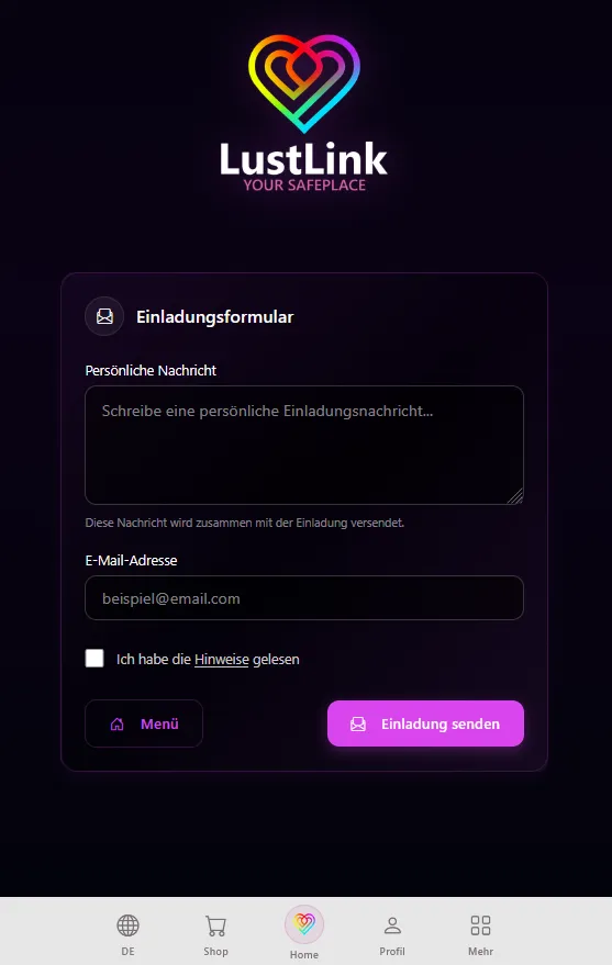 Das Einladungsformular
