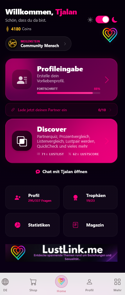 LustLink App Screen LustLink App Screen